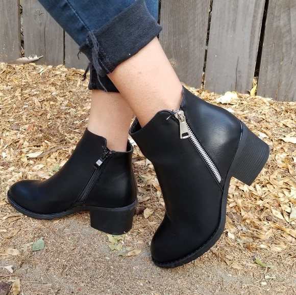 2/$50 Black Vegan Ankle Booties Boots - Picture 2 of 8